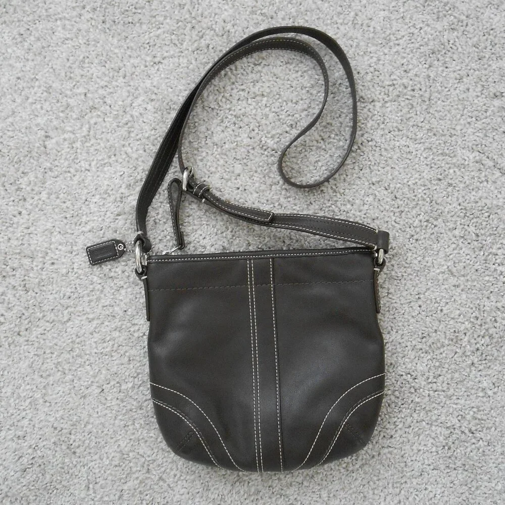 Coach Black Crossbody Bag with White Stitching